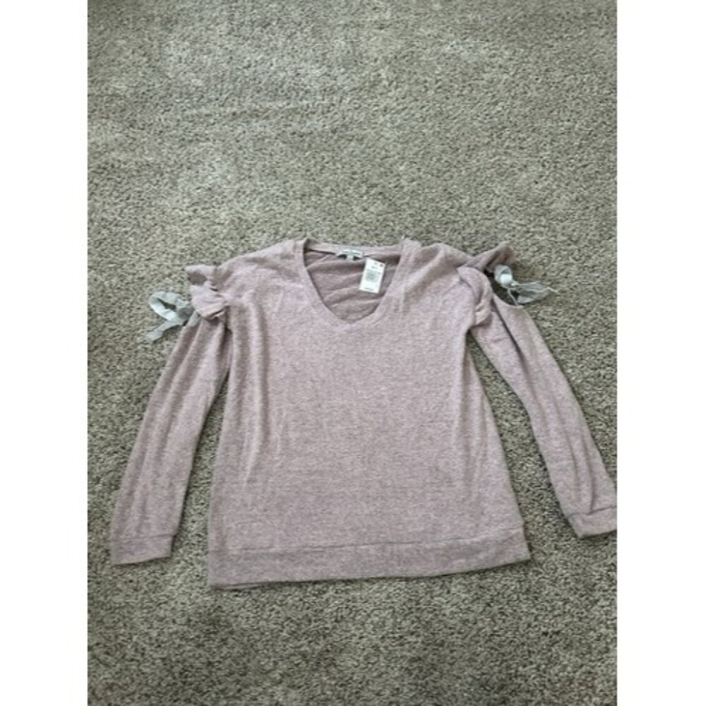 Crave Frame Womens Cold Shoulder Bow Tie Long Sleeve Pull Over Top Size Large